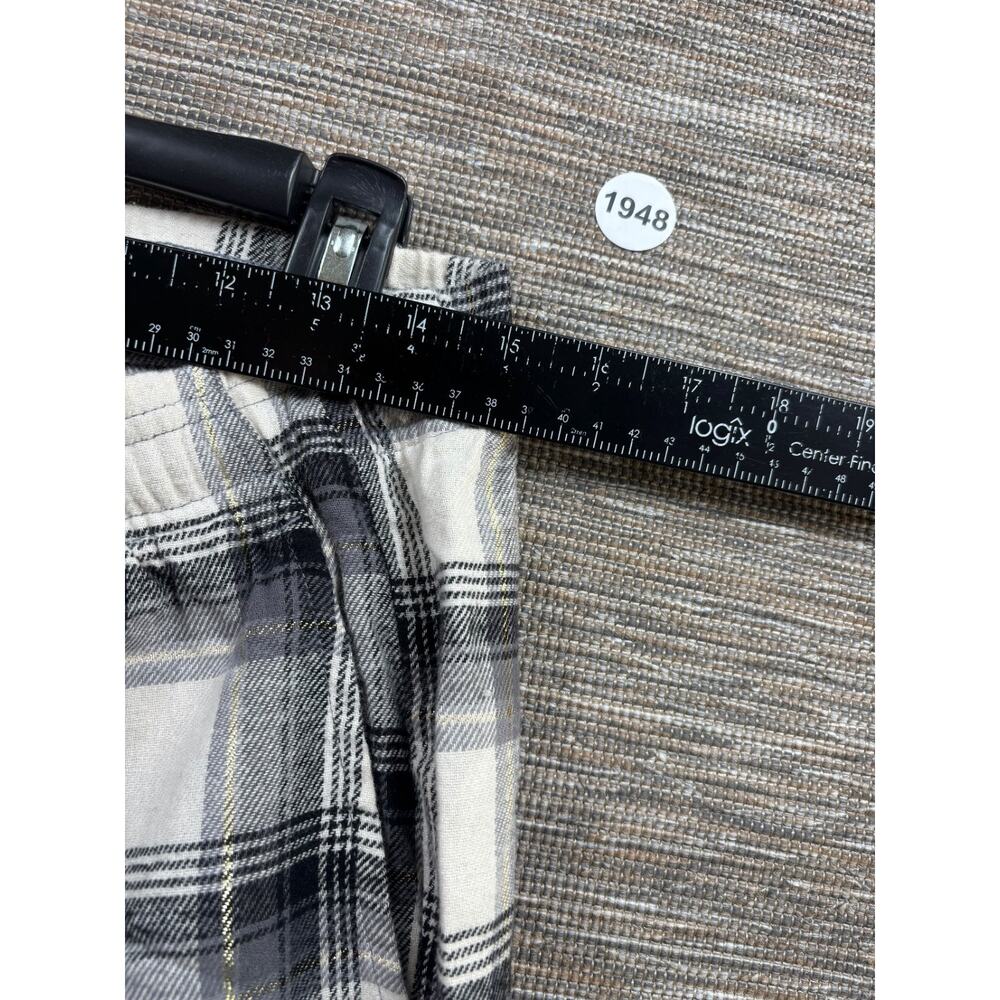 Gap 2-Pack Relaxed Fit PJ Pants Women Size S Gray Plaid Ivory Striped Lounge NEW - Picture 7 of 9